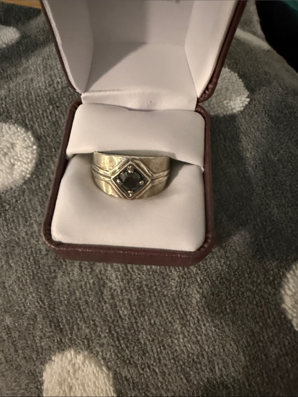 Men's Sterling Silver  Ring with 1CT black diamond - Classic Signet Style